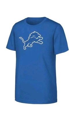 New Licensed Detroit Lions YOUTH Size Football Shirt Size L 14-16 Blue Logo - Image 1 of 4