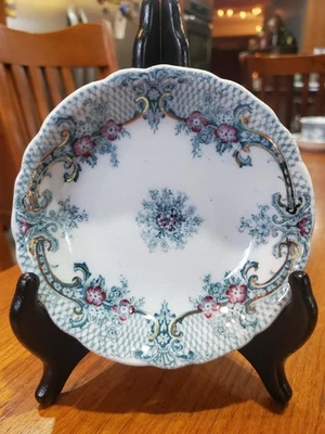 Tigela de sopa antiga WOOD & SON semi-porcelana Royal Princess 8,5" da década de 1890 - Imagem 1 de 4