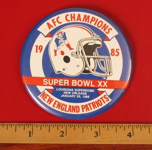 VINTAGE 1985 NEW ENGLAND PATRIOTS XX SUPER BOWL AFC CHAMPION TOM BRADY BUTTON !! - Picture 1 of 1