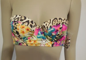 New Victoria's Secret floral & animal print strappy back bikini top Sz 32 B - Picture 1 of 5
