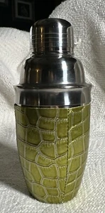 Vintage Bar Cocktail Shaker Yellow Croc Leather WW Weight Watchers - Picture 1 of 10