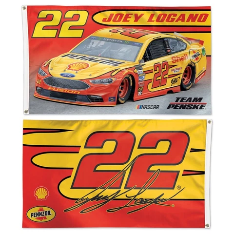 Joey Logano 2018 Wincraft #22 Shell/Pennzoil  3' x 5' 2 Sided Flag FREE SHIP Cover