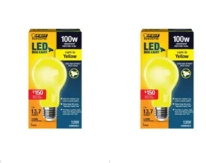 2 Feit A19 E26 (Medium) LED Bulb Yellow 100 Watt Equivalence 2 pk - Picture 1 of 1