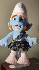 Gutsy Puffo Peluche 12" Kilt 2011 Peyo Blu Pacifico Pelle Marrone Basette Capelli - Foto 1 di 5