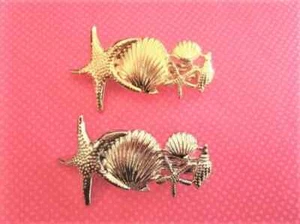 Starfish seashell hair barrettes SET OF 2 - Picture 1 of 3