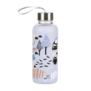 Moomin Forest Walk Blue Borosilicate Glass Bottle Silicone Cover - Picture 1 of 4
