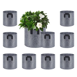HONGVILLE 10-Pack Plant Grow Bags Fabric Pots with Handles Grey Color - Picture 1 of 5