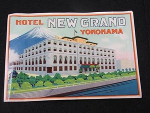 Etiqueta de equipaje original de hotel nuevo Grand Hotel Yokohama Japón 5,5"" x 4"" c 1940 en muy buen estado - Imagen 1 de 2