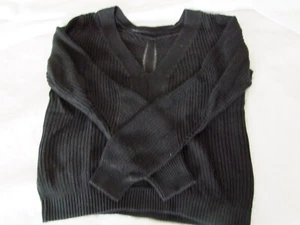 Strickpullover Damen Gr. M, schwarz, Langarm, V-Ausschnitt - Bild 1 von 2