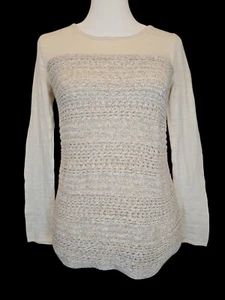 Suéter Lucky Brand Para Mujer S Crochet Beige Pullover Tejido Mixto Boho Mezcla de Lana - Imagen 1 de 6