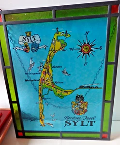 SYLT Fensterbild Glas Zinn 27x22cm mit Kettenaufhängung - Bild 1 von 3