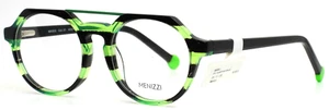 MENIZZI MK503 Col 01 Crystal Green Black Unisex Kids Round Eyeglasses 45-17-130 - Picture 1 of 16