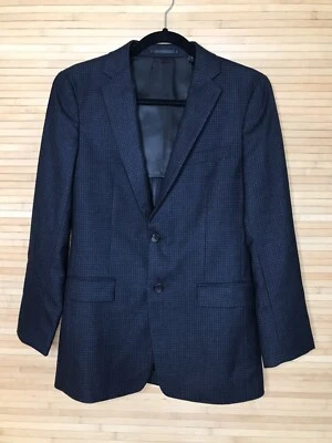 theory GANSEVOORT Flannel Check Tailored Wool Jacket in Almost Navy 36 R $595 - Image 1 of 4