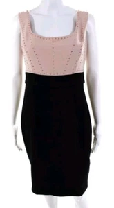 Jax Black Pink Dress Size 4 Pinkish Bling Trim Back Zipper Sleeveless Lined - Picture 1 of 6