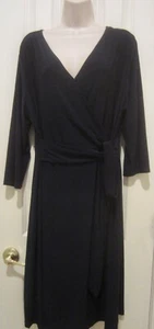 Womens NY Collection NWT $70 Navy blue stretch Faux Wrap Dress Plus Size 1X - Picture 1 of 4