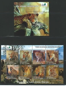 Ivory Coast  Nature Conservancy 2003 Wild Cats Souvenir Sheet and Sheet of 8 CTO - Picture 1 of 3