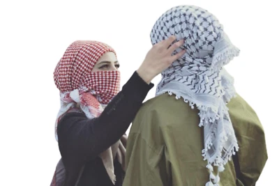 Bufanda Keffiyeh Shemagh Árabe Original Auténtica Calidad Palestina Rojo y Blanco Foto 1 de 2