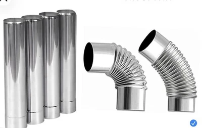 4 tubos rectos para estufa de leña chimenea de acero inoxidable de 2,36" + 1 ea 45°+90° codo Foto 1 de 3