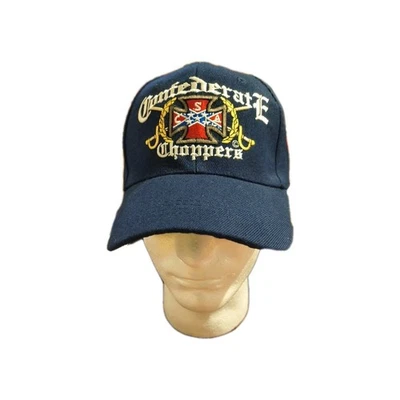Confederate Choppers Embroidered  Logo Baseball Cap One Size Vtg Navy Blue - Image 1 of 4