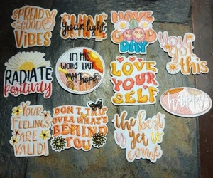 Lot of 11 Hippy Good Vibe Patches Iron-on Appliques Patches For Jeans & Crafts - Picture 1 of 2