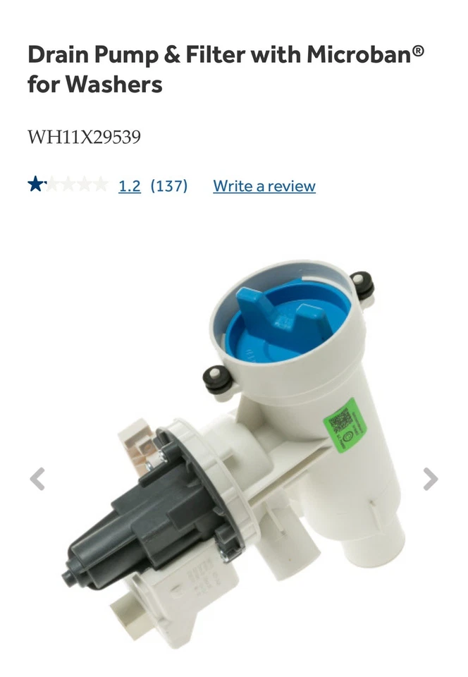 洗衣机排水泵 ASM WH11X29539 适用于 GE 型号 # GFW655SSV0WW 洗衣机 Hrt-Lnd — 第 1/1 张图片