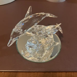 Swarovski Crystal Figurine SCS Dolphins Lead Me Mother & Baby 1990 MIB in Box - Picture 1 of 6