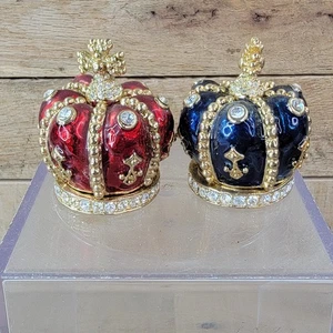 HER MAJESTY'S Crown Rot/Blau Gold Ring Schmuck Magnet Stash Crown Box - Bild 1 von 7