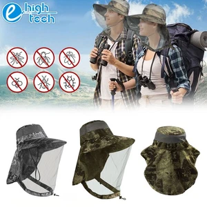 Chapeau moustiquaire tête filet avec rabat cou pêche randonnée camping safari casquette seau - Photo 1/14