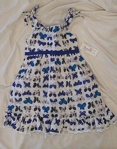 Blueberi NWT white With Multicolored Butterflies Size 5 - Picture 1 of 3