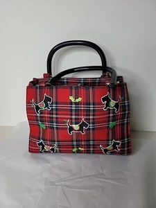 Borsa a mano Kim Rogers Holiday Christmas Scottie per cani con motivo a quadri rosso - Foto 1 di 17