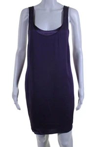 Alice + Olivia Womens Sleeveless Scoop Neck Silk Shift Dress Purple Size Large - Picture 1 of 6