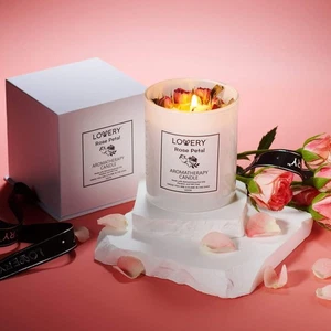 Luxury Rose Scented Candle with Dried Flowers..9 oz Soy Wax - Picture 1 of 1