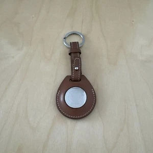 Porte-clés AirTag HERMES cuir marron fabriqué en France avec piles de rechange - Photo 1/6