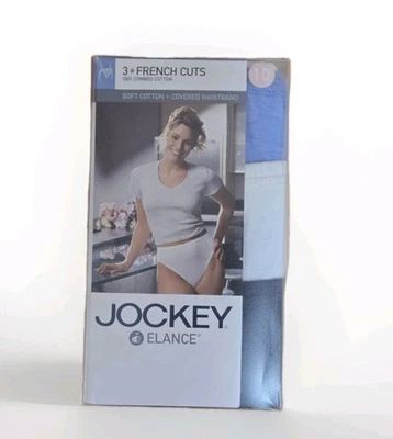 Vintage Jockey 3 Pack French Cut Panties Size 10 Elance Combed Cotton 2003  - Image 1 of 3