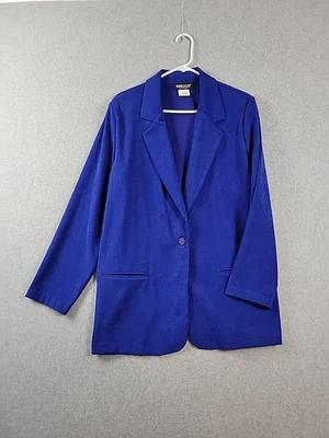 Blazer De Colección Briggs Azul Terciopelo LS Abotonado Para Mujer Más 16 Bolsillos Almohadillas para el Hombro  Foto 1 de 4