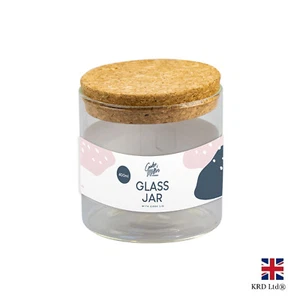 Small Glass Canister with Cork Stopper Lid Airtight Spice Jars Food Storage UK - Picture 1 of 9