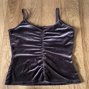 The Limited Vintage Purple Velour Ruched Cropped Tank Top Shelf Bra Size M - Bild 1 von 9