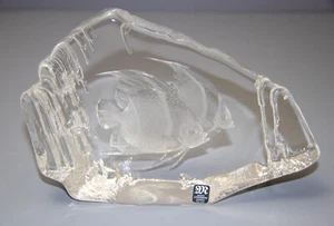 MATS JONASSON Sweden Full Lead Crystal Angel Fish Sculpture Paperweight Stunning - Picture 1 of 7