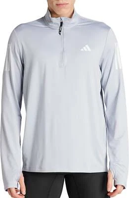 Adidas Own The Run Herren Lauftop Grau Langarm Half Zip Reflektierend Jogging