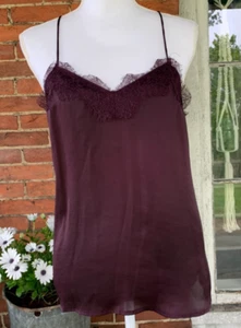 Nine West Women's Deep Purple Lace Trim Tank Top Size Medium Sheer Y2K Club - Picture 1 of 13