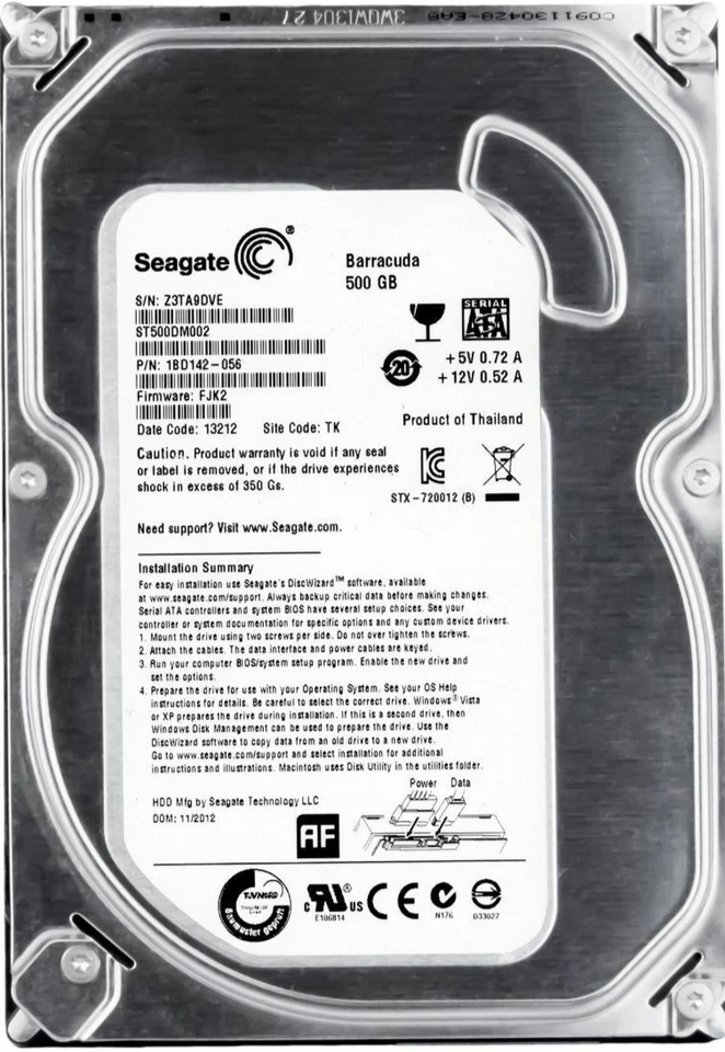 Seagate 500GB SATA 6Gb/s 3,5 Zoll Desktop HDD (ST500DM002)