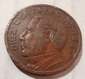 Diez Centavos 1967 Mexico Coin 10 C Benito Juarez Aguila Cascabel Nopal - Picture 1 of 2