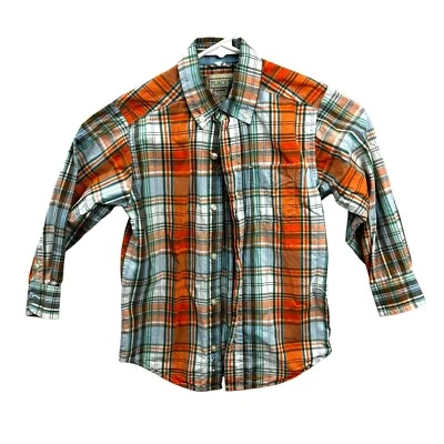 BOYS PLAID BUTTON UP SHIRT, CHILDRENS PLACE, SIZE XS 4, ORANGE - Image 1 of 4