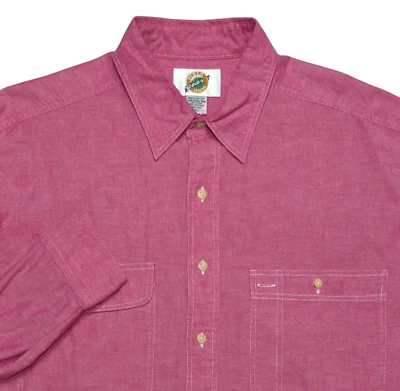 Camisa vintage Field Gear para hombre L abotonada de gran tamaño rosa intenso colorida años 80 90 Foto 1 de 4