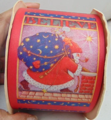 Offray craft and floral ribbons 2.75 inch wide MARY ENGELBREIT Holiday Believe - Image 1 of 4