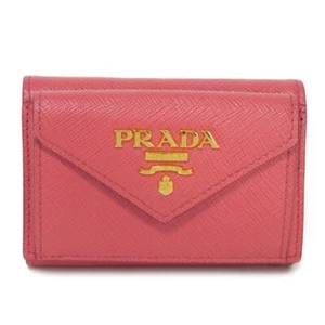 PRADA Saffiano Mini Wallet 1MH021 QWA F0505 Tri-fold wallet Pink RFID logo... - Picture 1 of 24