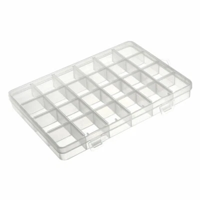 Component Storage Box - PP Fixed 24 Grids Clear White 193x132x22mm - Image 1 of 4