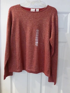 Neu mit Etikett CC HUGHES DAMENPULLOVER L/S RUNDHALSAUSSCHNITT OBERTEIL ROT METALLIC LARGE - Bild 1 von 2