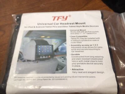 Car Headrest Mount Tablet Holder w/Strap for 7-11” iPads/Android Travel Trips - Image 1 of 4