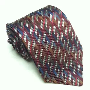PRONTO UOMO NECK TIE 100% SILK Red and Silver Pattern EUC MSRP $70 - Picture 1 of 7